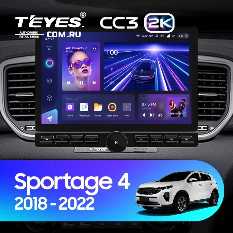 Штатная магнитола Teyes CC3 2K 6/128 Kia Sportage 4 QL (2018-2022) Тип-A (13" с кнопками)