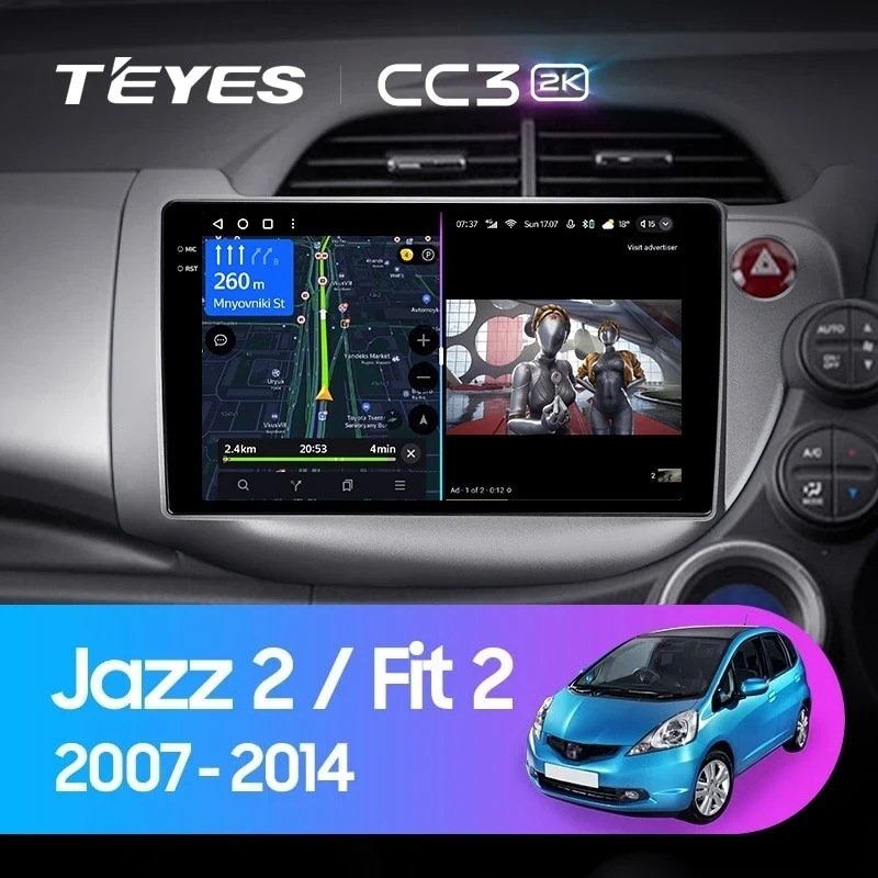 Штатная магнитола Teyes CC3 2K 4/32 Honda Fit GE GP GE (2007-2014) Правый руль