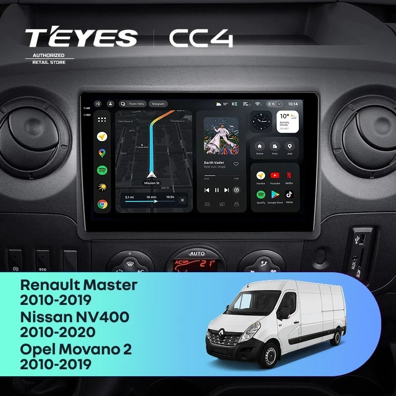 Штатная магнитола Teyes CC4 8/128 Opel Movano 2 (2010-2019) F1