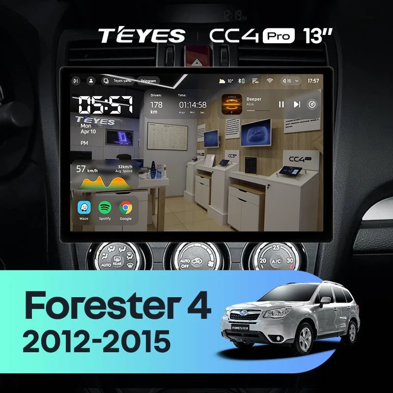 Штатная магнитола Teyes CC4 Pro 8/128 Subaru Forester 4 SJ (2012-2015) Тип-A (13")