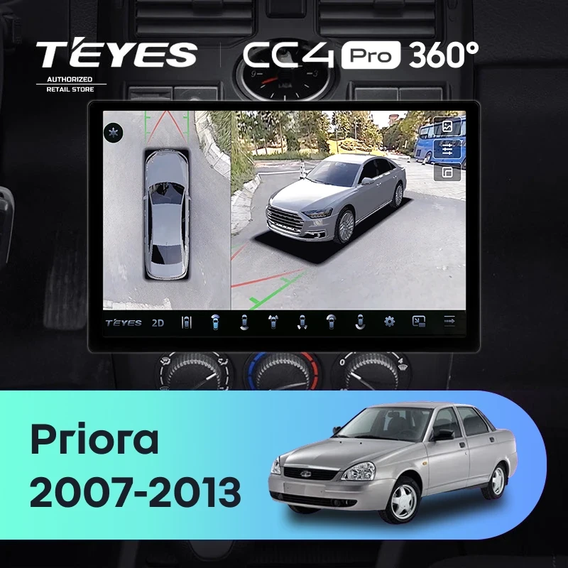 Штатная магнитола Teyes CC4 Pro 360 8/128 Lada Priora 1 (2007-2013) F2 (черная) (13")