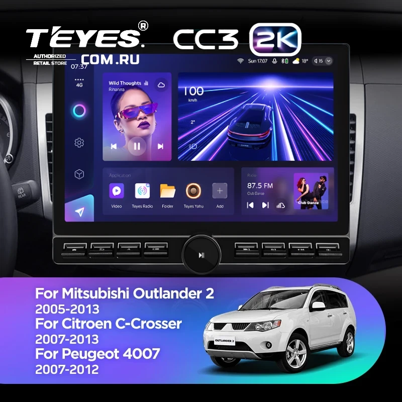 Штатная магнитола Teyes CC3 2K 6/128 Peugeot 4007 (2007-2012) Тип-B (13" с кнопками)