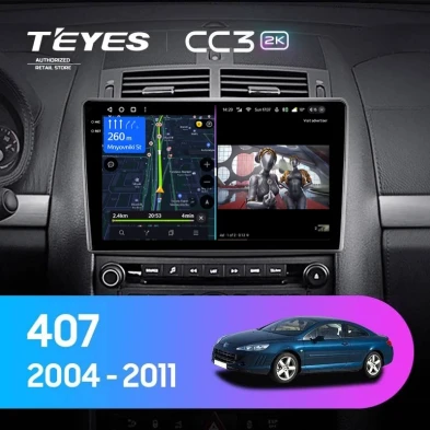 Штатная магнитола Teyes CC3 2K 4/64 Peugeot 407 (2004-2011) F2