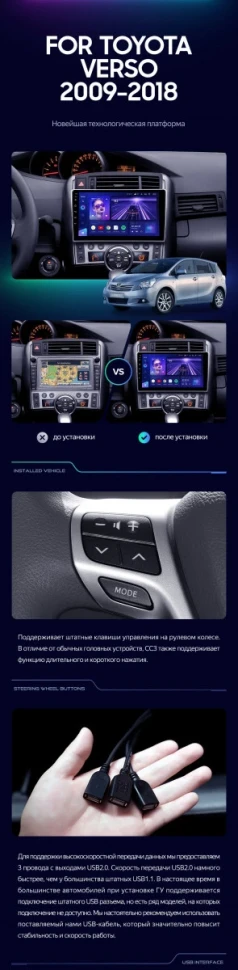 Штатная магнитола Teyes CC3 4/32 Toyota Verso R20 (2009-2018) F1