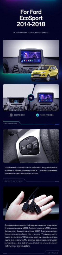 Штатная магнитола Teyes CC3 2K 4/32 Ford EcoSport (2014-2018) F1