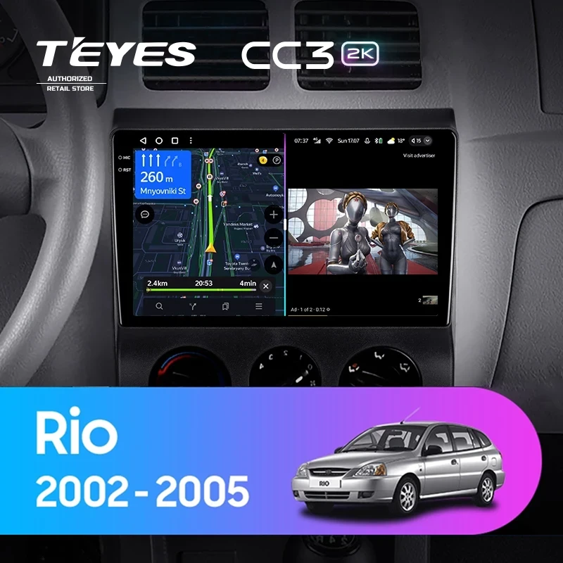 Штатная магнитола Teyes CC3 2K 6/128 Kia Rio 1 (2002-2005)