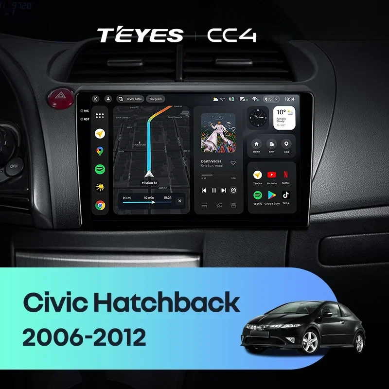 Штатная магнитола Teyes CC4 8/128 Honda Civic Hatchback (2006-2012)
