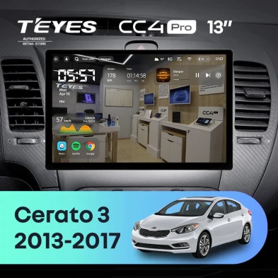 Штатная магнитола Teyes CC4 Pro 8/128 Kia Cerato 3 YD (2013-2017) F1 Тип-AB (13")