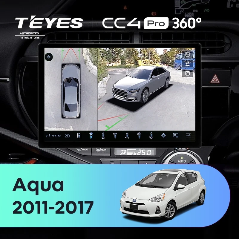 Штатная магнитола Teyes CC4 Pro 360 12/256 Toyota Aqua (2011-2017) Правый руль (13")