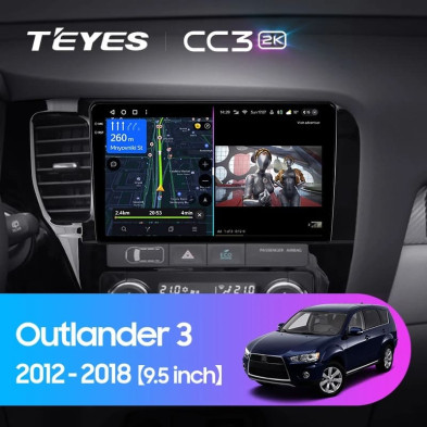 Штатная магнитола Teyes CC3 2K 4/32 Mitsubishi Outlander 3 GF0W GG0W (2012-2018) Тип-B