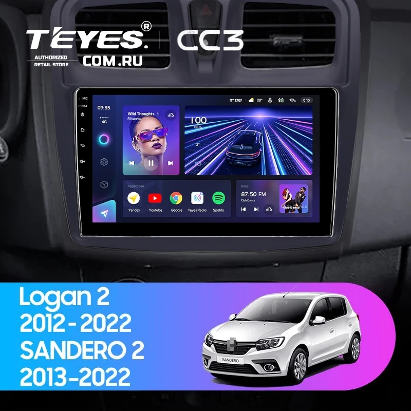 Штатная магнитола Teyes CC3 4/32 Renault Sandero 2 (2013-2022) F1 (10")
