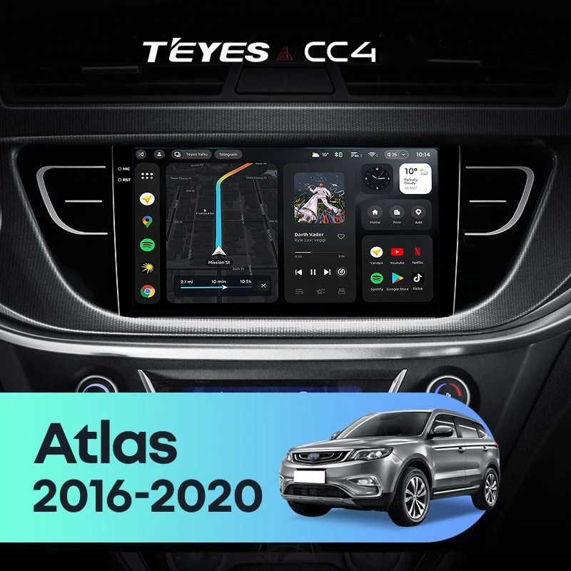 Штатная магнитола Teyes CC4 6/64 Geely Atlas NL-3 (2016-2020)