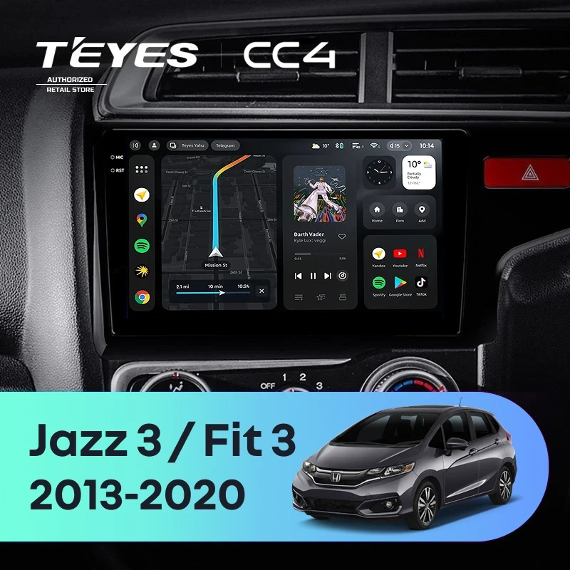 Штатная магнитола Teyes CC4 8/128 Honda Fit 3 GP GK (2013-2020) Тип-B Правый руль