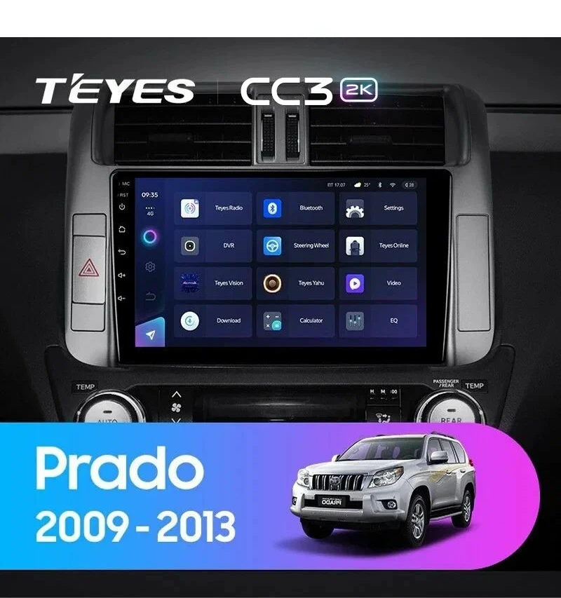 Штатная магнитола Teyes CC3 2K 4/64 Toyota Land Cruiser Prado 150 (2009-2013) F2 Тип-B
