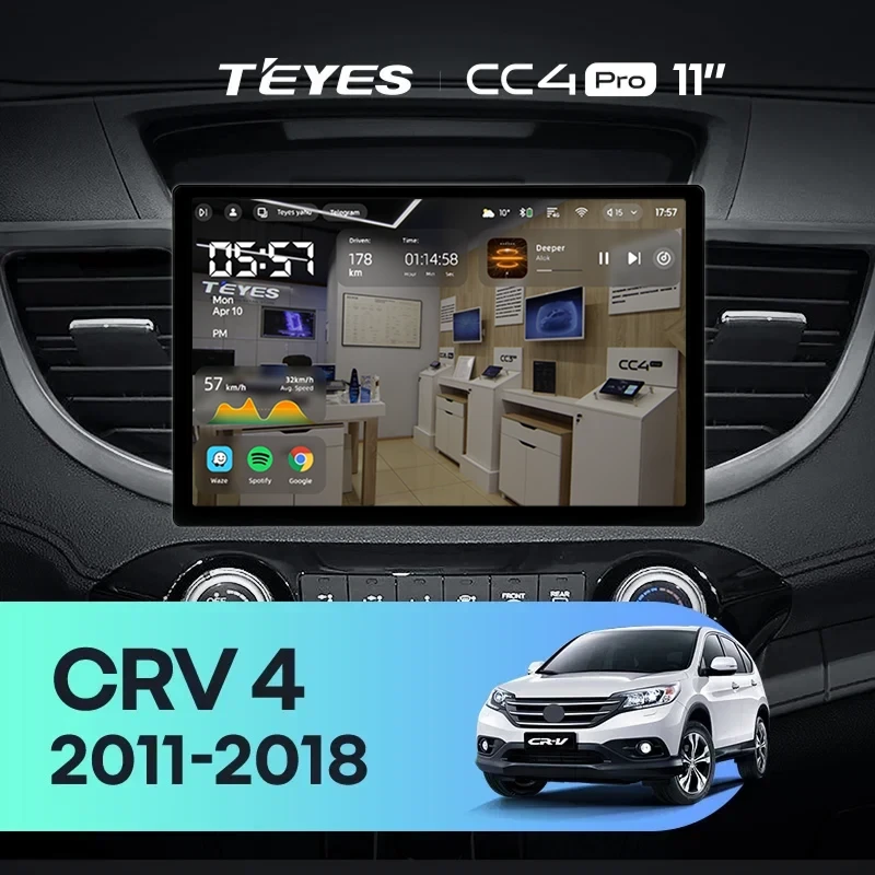 Штатная магнитола Teyes CC4 Pro 8/128 Honda CR-V 4 RM RE (2011-2018) Тип-B (11") 9 inch