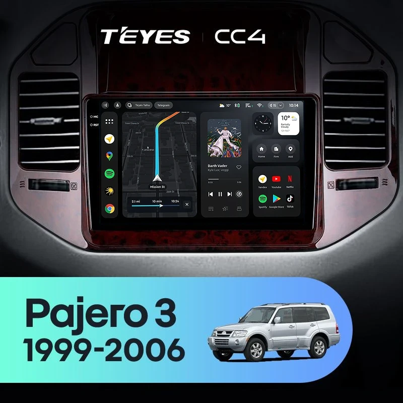 Штатная магнитола Teyes CC4 6/64 Mitsubishi Pajero 3 V70 V60 (1999-2006)