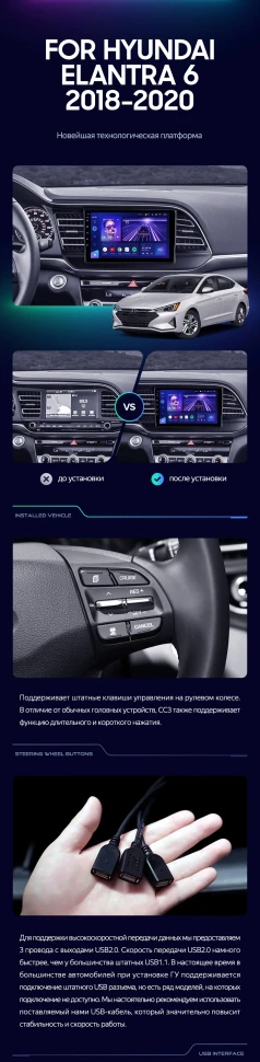 Штатная магнитола Teyes CC3L 4/32 Hyundai Elantra 6 (2018-2020) Тип-B