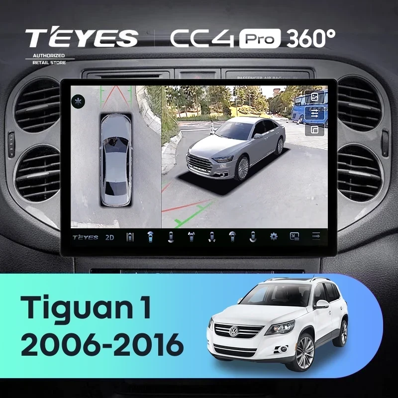 Штатная магнитола Teyes CC4 Pro 360 12/256 Volkswagen Tiguan 1 NF (2006-2016) F2 (13")