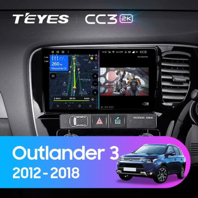 Штатная магнитола Teyes CC3 2K 6/128 Mitsubishi Outlander 3 GF0W GG0W (2012-2018) Тип-A Правый руль