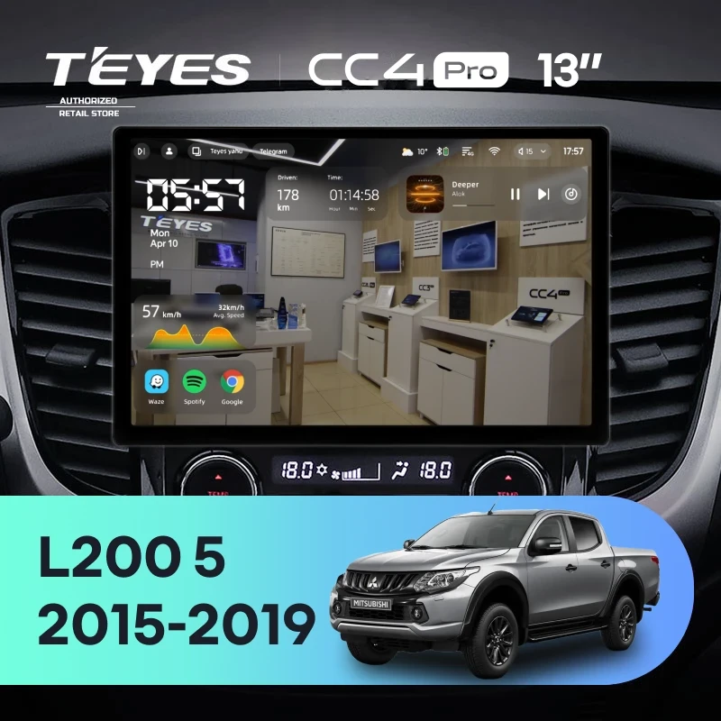 Штатная магнитола Teyes CC4 Pro 12/256 Mitsubishi L200 5 (2015-2019) кондиционер F1 (13")