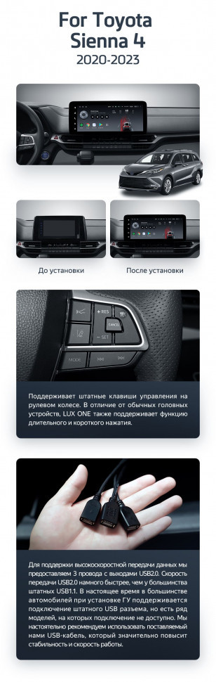 Штатная магнитола Teyes LUX ONE 6/128 Toyota Sienna 4 XL40 (2020-2023)