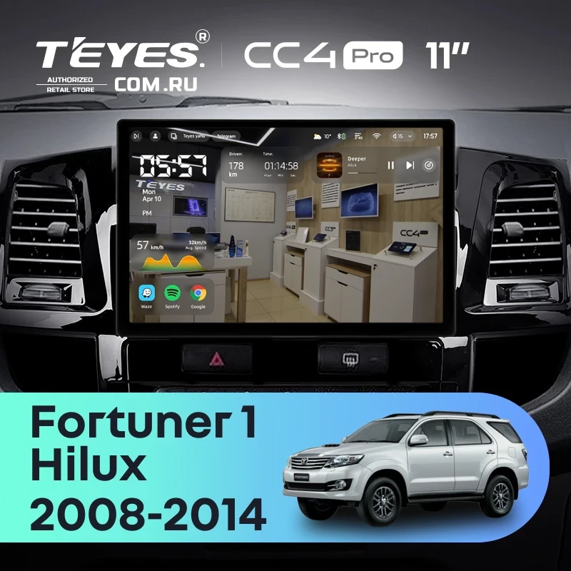 Штатная магнитола Teyes CC4 Pro 8/128 Toyota Hilux (2008-2014) F1 (11")
