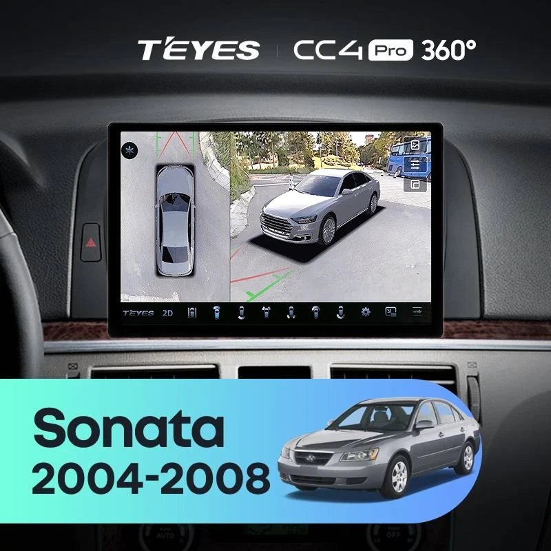 Штатная магнитола Teyes CC4 Pro 360 12/256 Hyundai Sonata NF (2004-2008) (11")