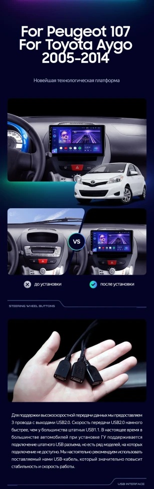 Штатная магнитола Teyes CC3 2K 4/64 Toyota Aygo (2005-2014)
