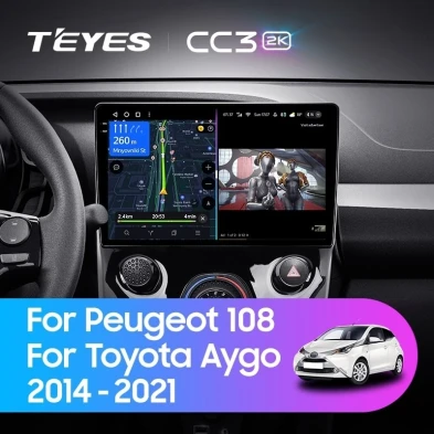 Штатная магнитола Teyes CC3 2K 360 6/128 Peugeot 108 (2014-2021) F1