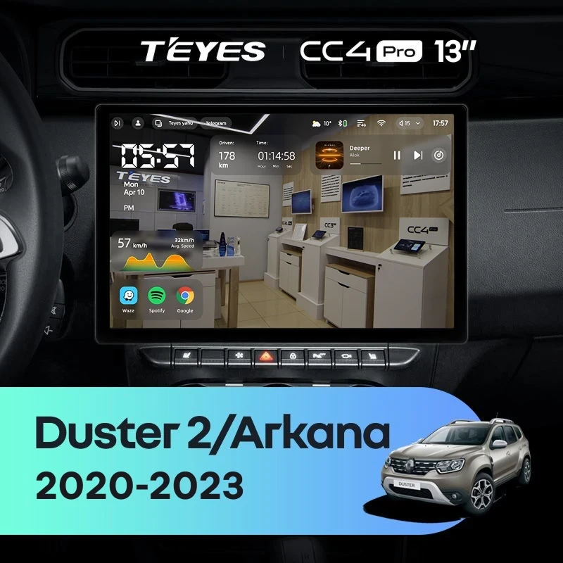 Штатная магнитола Teyes CC4 Pro 8/128 Renault Duster HM 2 (2020-2023) F1 (13")