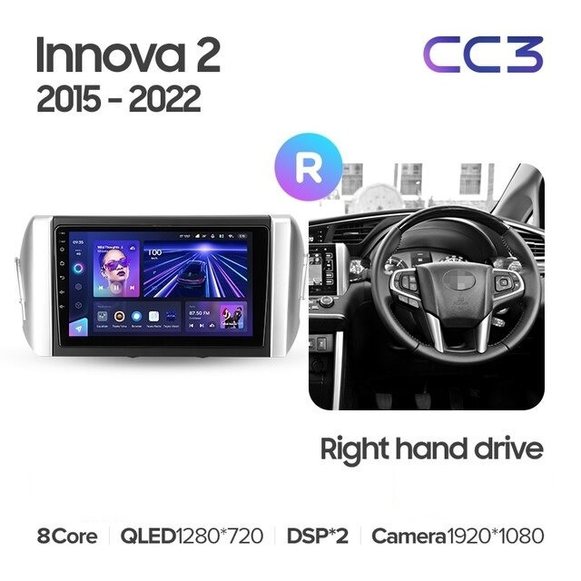 Штатная магнитола Teyes CC3L 4/64 Toyota Innova 2 (2015-2022) Правый руль
