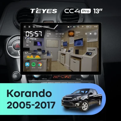 Штатная магнитола Teyes CC4 Pro 12/256 SsangYong Korando Sports (2005-2017) (13")