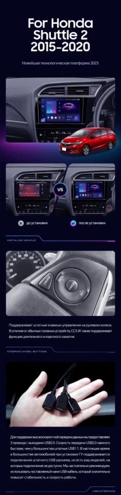 Переходная рамка Honda Shuttle 2 (2015-2020) Правый руль (9")