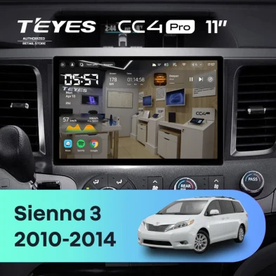 Штатная магнитола Teyes CC4 Pro 12/256 Toyota Sienna 3 XL30 (2010-2014) (11")