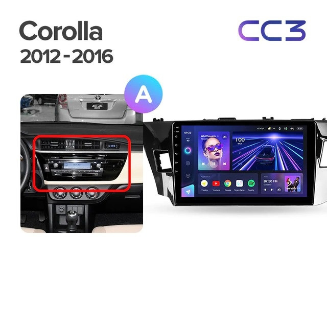 Штатная магнитола Teyes CC3 4/32 Toyota Corolla (2012-2016) Тип-A