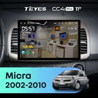 Штатная магнитола Teyes CC4 Pro 12/256 Nissan Micra K12 (2002-2010) (11")