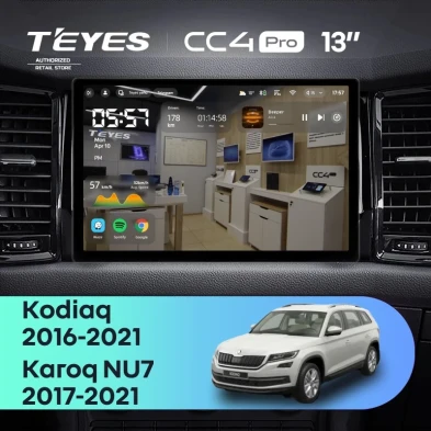 Штатная магнитола Teyes CC4 Pro 8/128 Skoda Kodiaq (2016-2021) Тип-A (13")