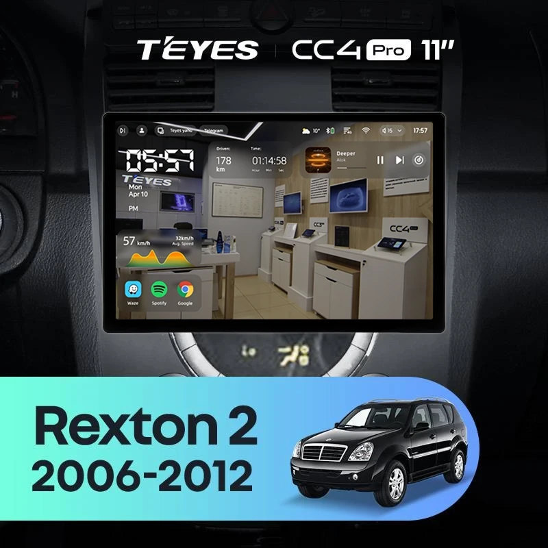 Штатная магнитола Teyes CC4 Pro 8/128 SsangYong Rexton Y250 2 (2006-2012) (11")