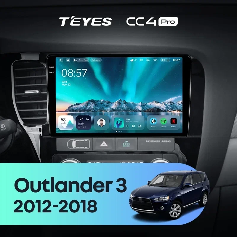 Штатная магнитола Teyes CC4 Pro 8/128 Mitsubishi Outlander 3 GF0W GG0W (2012-2018) Тип-B Правый руль