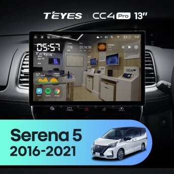 Штатная магнитола Teyes CC4 Pro 12/256 Nissan Serena 5 V C27 (2016-2021) F1 Правый руль (13")
