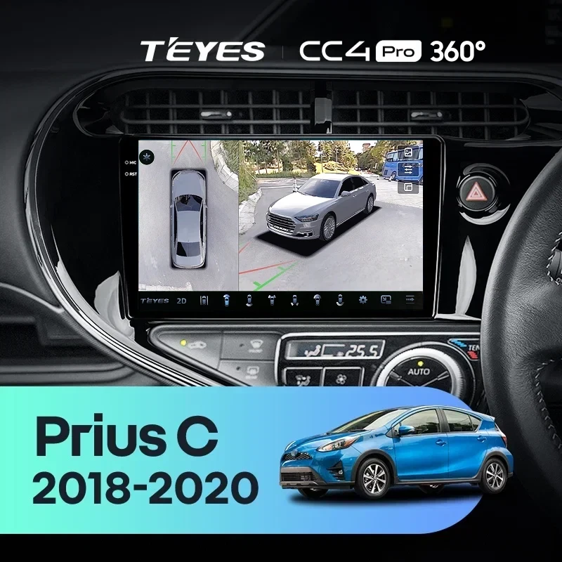 Штатная магнитола Teyes CC4 Pro 360 8/128 Toyota Prius C (2018-2020) Правый руль