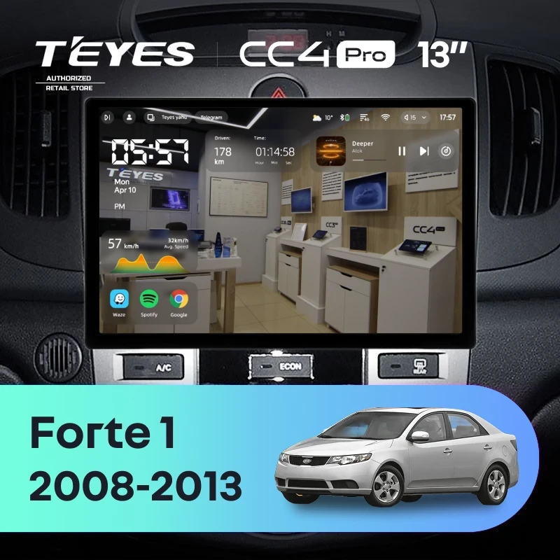 Штатная магнитола Teyes CC4 Pro 12/256 Kia Forte 1 (2008-2013) F2 (13")