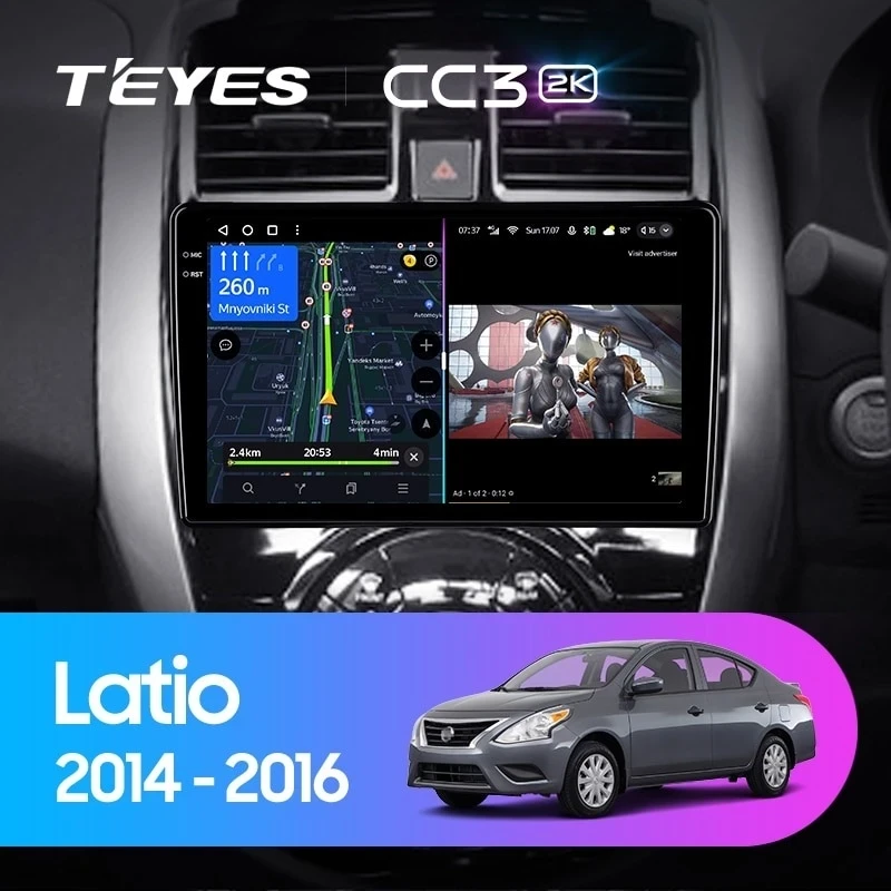 Штатная магнитола Teyes CC3 2K 360 6/128 Nissan Latio N17 (2014-2016) Правый руль