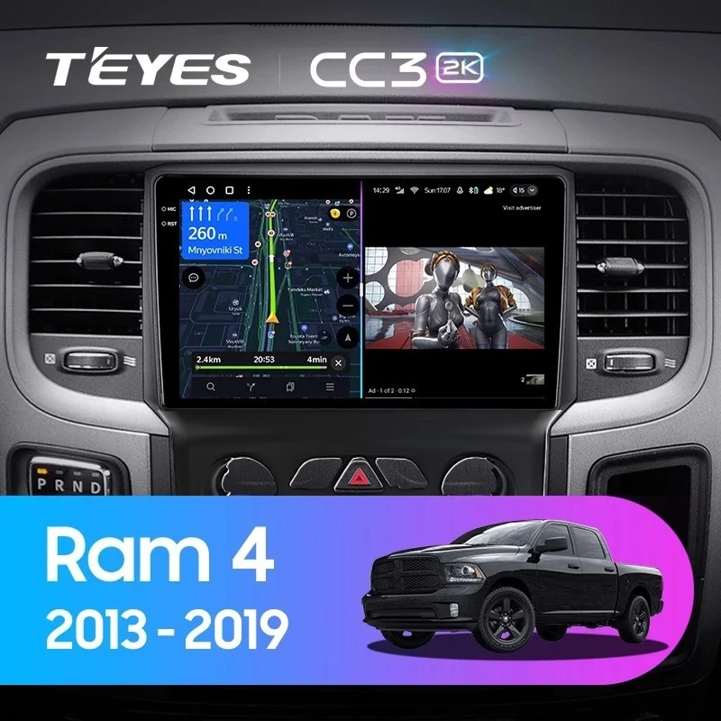Штатная магнитола Teyes CC3 2K 360 6/128 Dodge Ram 4 DJ DS (2013-2019) F3