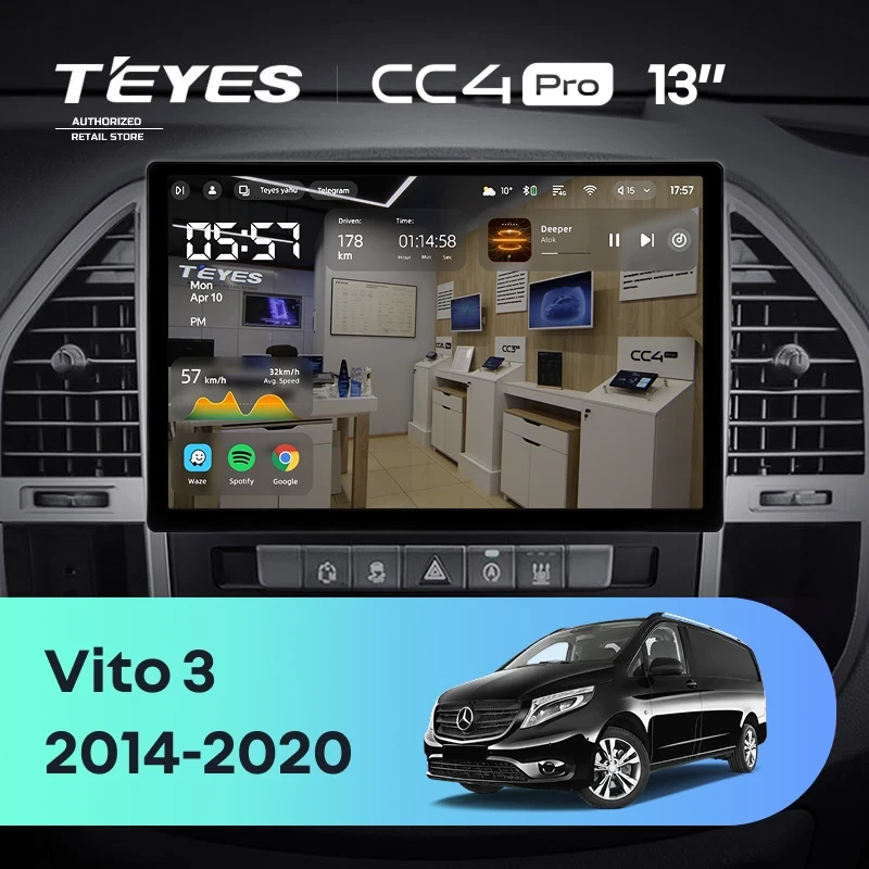 Штатная магнитола Teyes CC4 Pro 8/128 Mercedes-Benz Vito 3 W447 (2014-2020) (13")