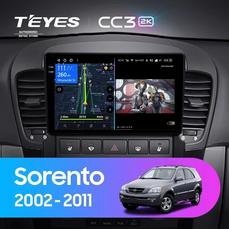 Штатная магнитола Teyes CC3 2K 360 6/128 Kia Sorento BL (2002-2011)