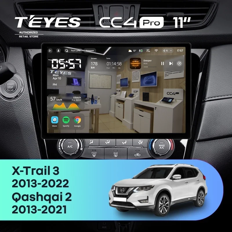 Штатная магнитола Teyes CC4 Pro 8/128 Nissan Qashqai 2 (2013-2021) F2 Тип-C (11")