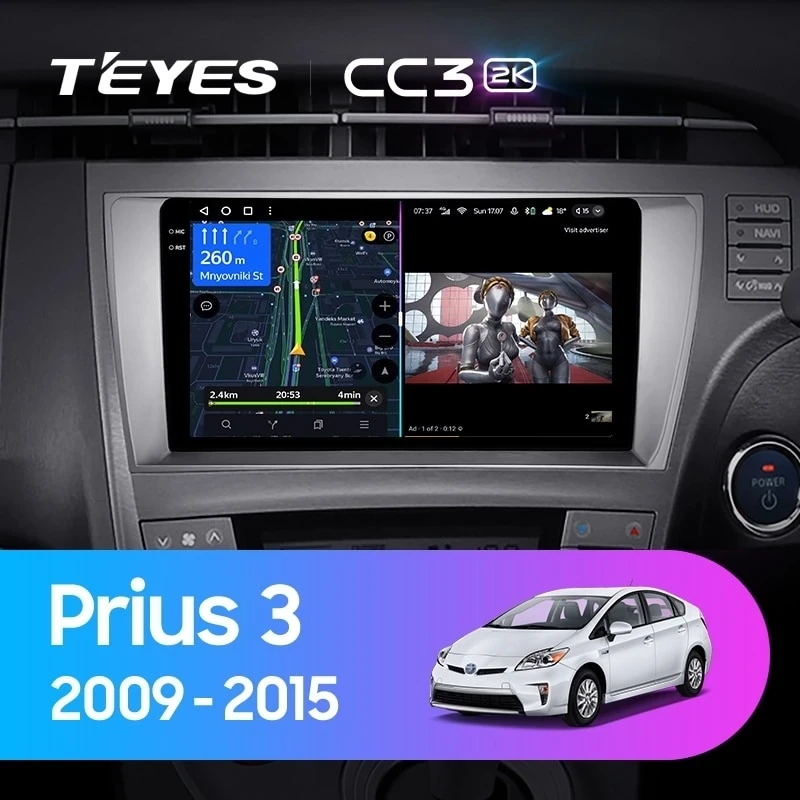Штатная магнитола Teyes CC3 2K 4/32 Toyota Prius 3 XW30 (2009-2015) F1 Правый руль