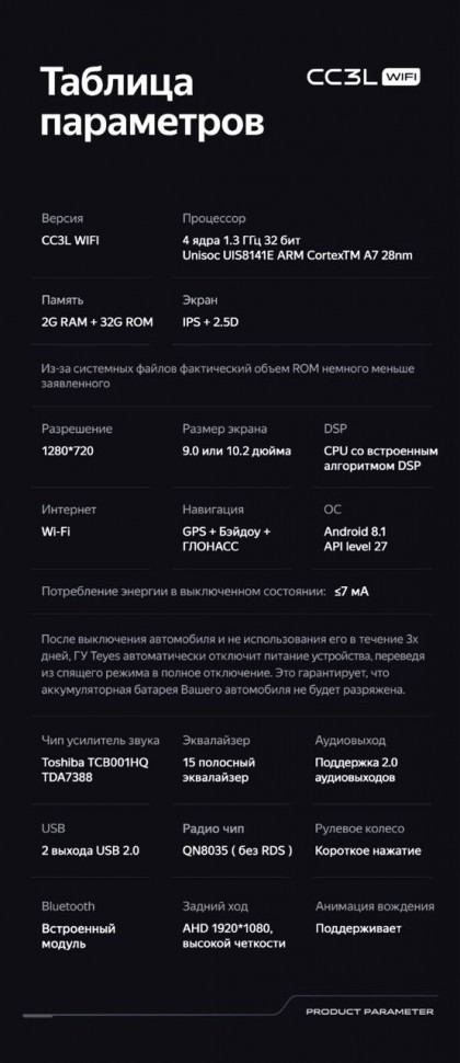 Штатная магнитола Teyes CC3L WiFi 2/32 Kia Carens RP 3 (2013-2019)